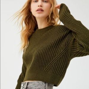 Olive green cropped sweater